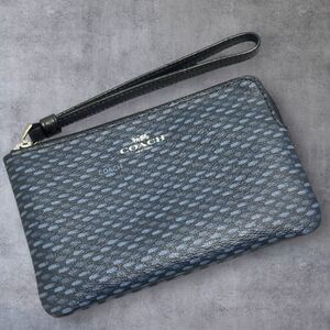 Coach Navy Patterned Wristlet